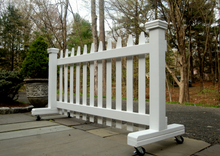 Load image into Gallery viewer, Back of 6 ft Free-standing Wooden Driveway Gate with Lockable Wheels