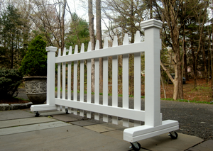 Back of 6 ft Free-standing Wooden Driveway Gate with Lockable Wheels 